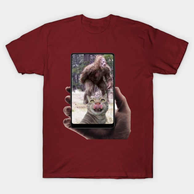 CAT SELFIE WITH BIGFOOT T-Shirt by Cult Classics